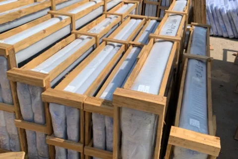Finished hotel furniture in export-grade wooden crate packaging ready for overseas shipping at YABO factory