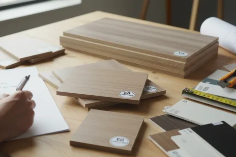 E0-grade hotel furniture board samples and wood veneer finish library for export hospitality projects