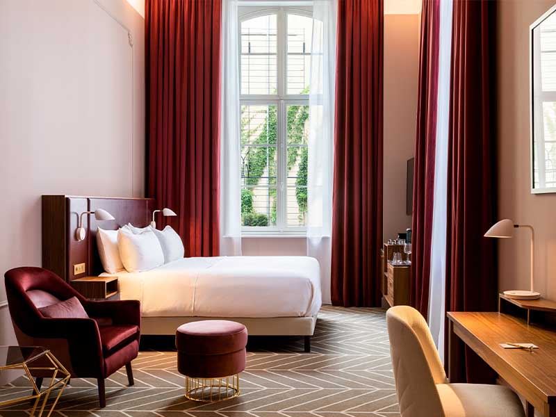 Central Europe hotel guestroom FF&E with CE fire documentation